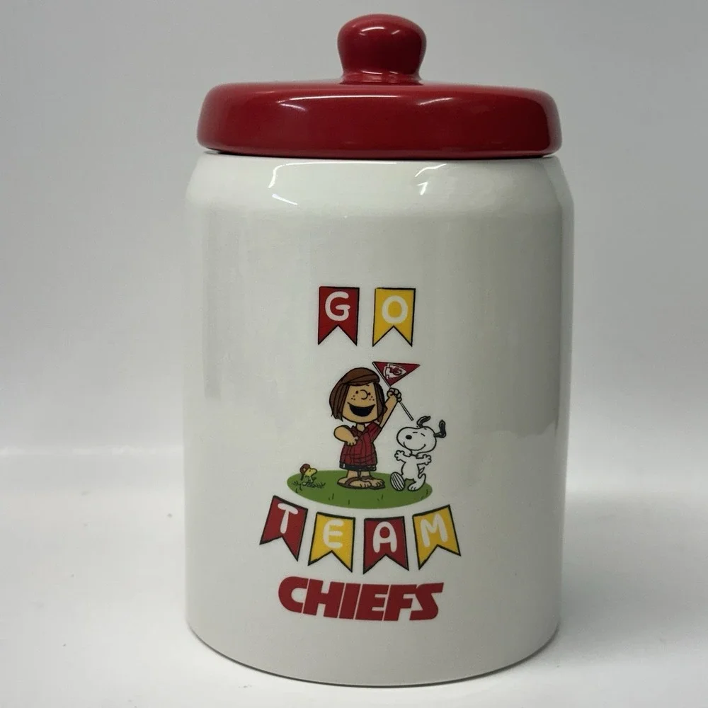 Kansas City‎ Cheifs  Peanuts NFL  Canister Cookie Jar The Memory Co Ceramic NEW